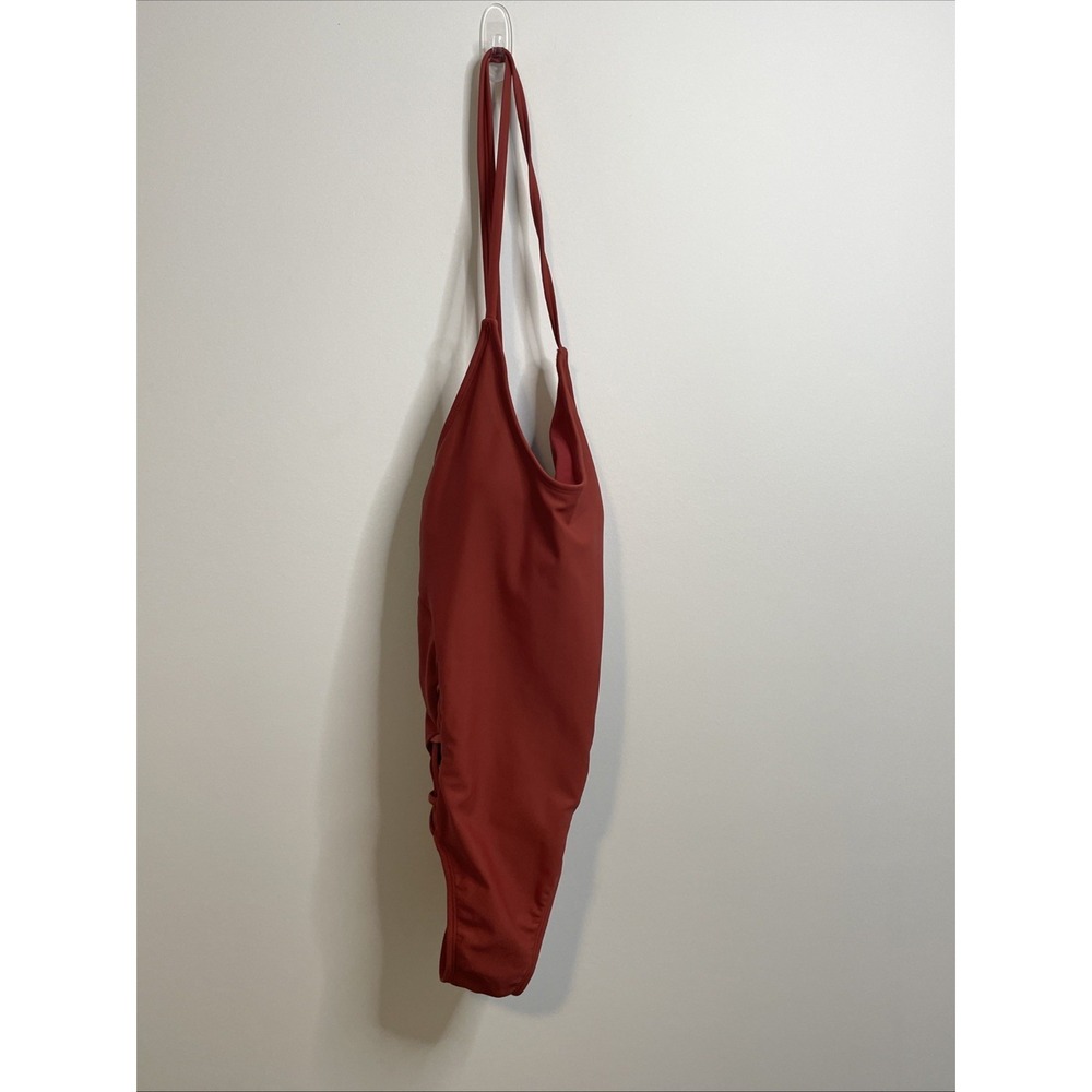 Xhilaration One Piece Swimsuit Womens S Burnt Orange Lace Up Cutout Boho - NWT